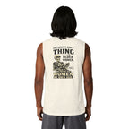 Funny Skeletal Design Muscle Tank — "I've Always Had a Thing for Older Women" Back Print