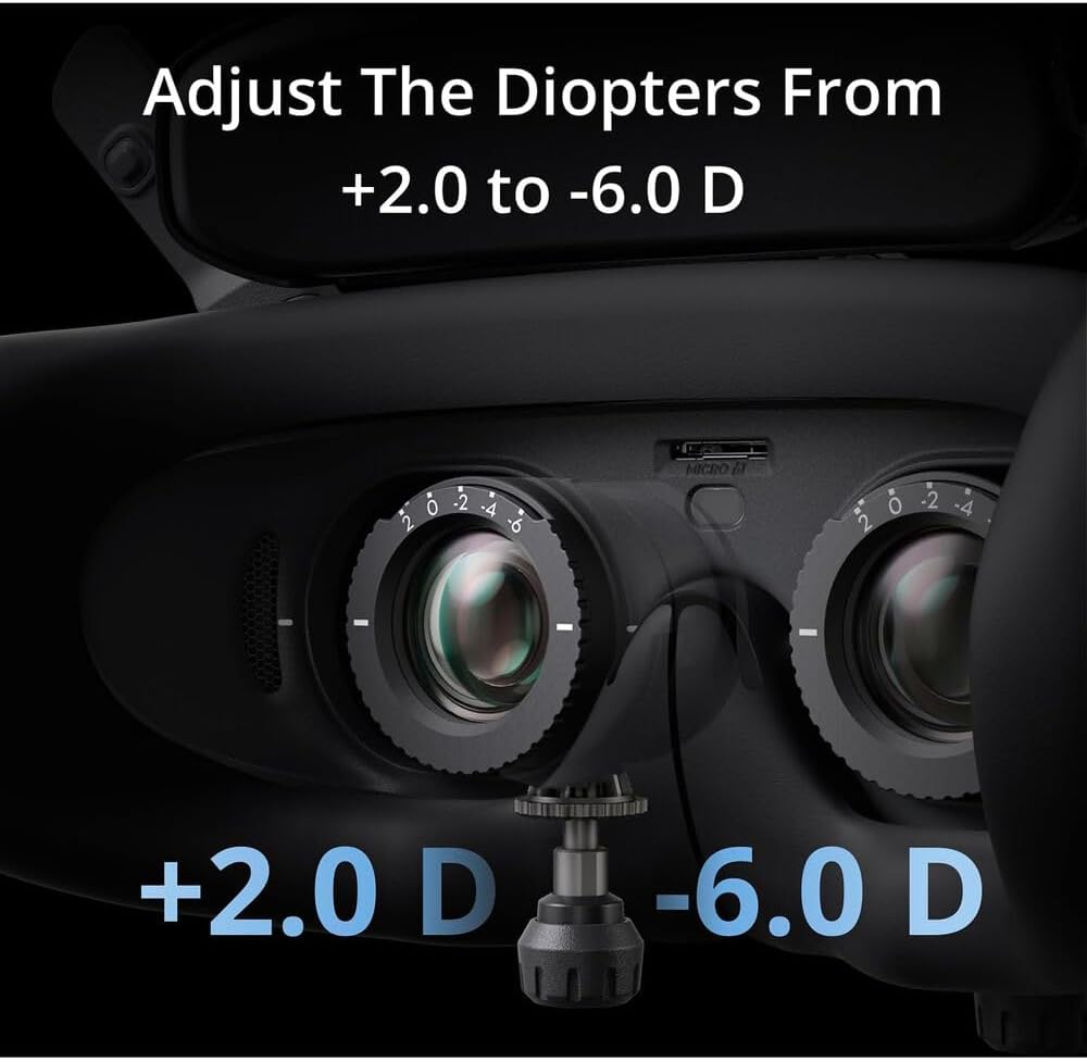 DJI Goggles 3 FPV Goggles with Micro-OLED Screens, O4 HD Video Transmission, Adjustable Diopters, Real View PiP, Wireless Streaming Bundle with Lens Cleaning Kit