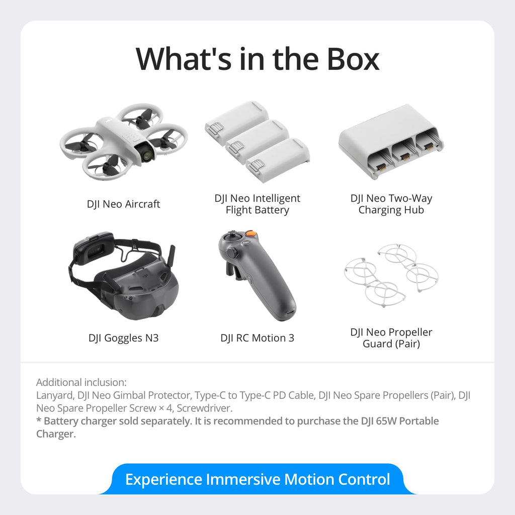 DJI Neo, Mini Drone with 4K UHD Camera for Adults, 135g Self Flying Drone that Follows You, Palm Takeoff, Subject Tracking, QuickShots, Stabilized Video, Built-In Propeller Guard (Controller-Free)