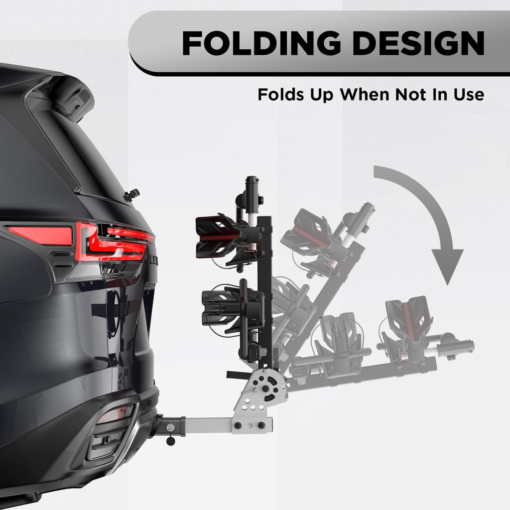 TANX Bike Racks for Ebikes,Fat Tire Bike Rack for Tow Hitch 2-Bike 200 lbs Capacity, Smart Tilting Platform for Standard E-Bikes, Fits 2-Inch Receiver