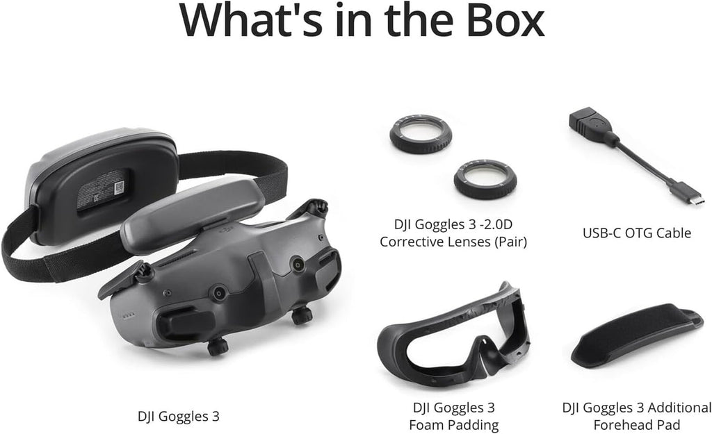 DJI Goggles 3 FPV Goggles with Micro-OLED Screens, O4 HD Video Transmission, Adjustable Diopters, Real View PiP, Wireless Streaming Bundle with Lens Cleaning Kit