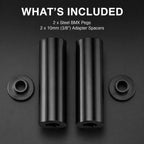 Heavy Duty Steel Stunt Pegs for 14mm & 3/8" (10mm) Axles | 4.3" Length x 1.5" Diameter Bicycle Foot Pegs for Freestyle Grinding, 2 Pack