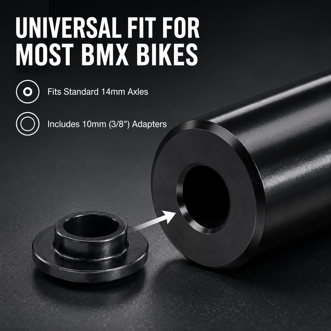 Heavy Duty Steel Stunt Pegs for 14mm & 3/8" (10mm) Axles | 4.3" Length x 1.5" Diameter Bicycle Foot Pegs for Freestyle Grinding, 2 Pack