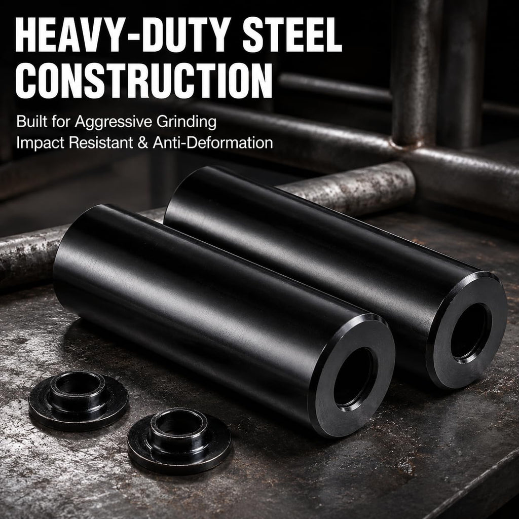 Heavy Duty Steel Stunt Pegs for 14mm & 3/8" (10mm) Axles | 4.3" Length x 1.5" Diameter Bicycle Foot Pegs for Freestyle Grinding, 2 Pack
