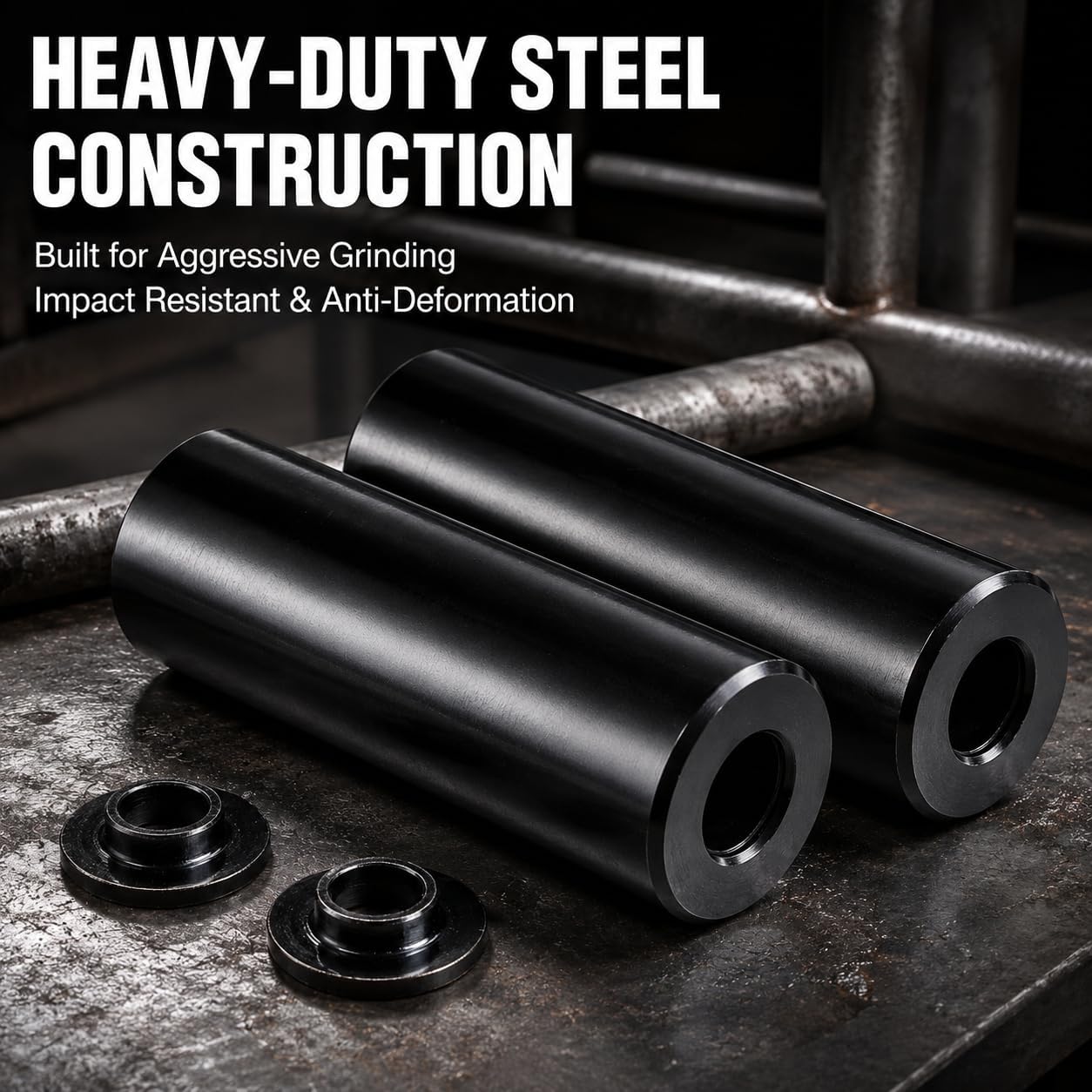 Heavy Duty Steel Stunt Pegs for 14mm & 3/8" (10mm) Axles | 4.3" Length x 1.5" Diameter Bicycle Foot Pegs for Freestyle Grinding, 2 Pack