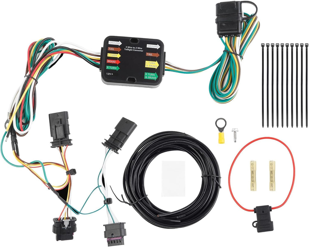 Dasbecan 4-Pin Trailer Wiring Harness Kit 118869 Compatible with 2017-2023 Tesla Model 3 2020-2023 Tesla Model Y Flat Trailer Connect Towing Hitch Wiring