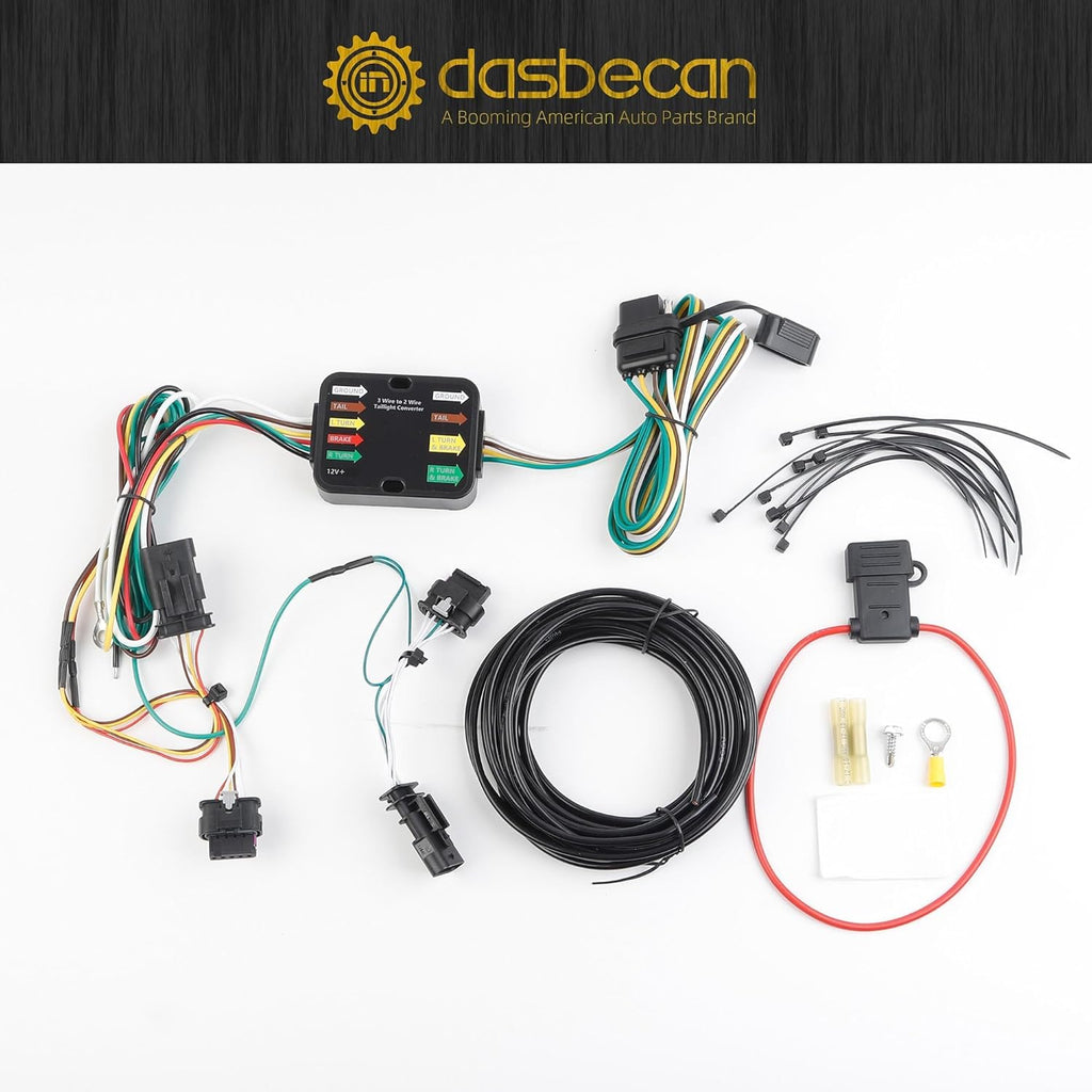 Dasbecan 4-Pin Trailer Wiring Harness Kit 118869 Compatible with 2017-2023 Tesla Model 3 2020-2023 Tesla Model Y Flat Trailer Connect Towing Hitch Wiring