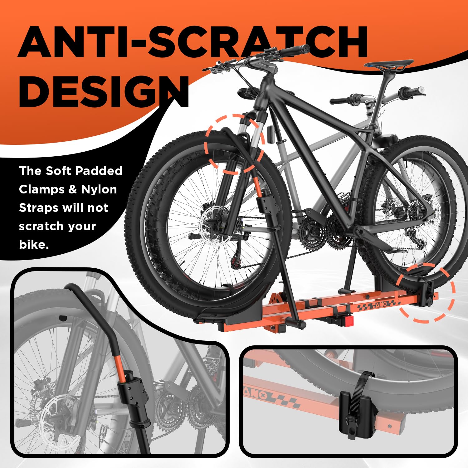 TANX Bike Racks for Ebikes,Fat Tire Bike Rack for Tow Hitch 2-Bike 200 lbs Capacity, Smart Tilting Platform for Standard E-Bikes, Fits 2-Inch Receiver