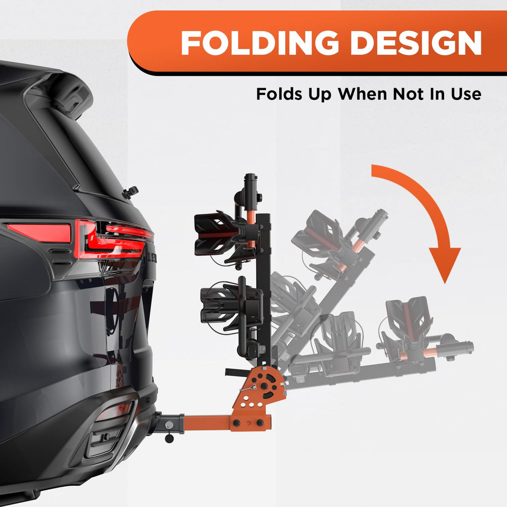 TANX Bike Racks for Ebikes,Fat Tire Bike Rack for Tow Hitch 2-Bike 200 lbs Capacity, Smart Tilting Platform for Standard E-Bikes, Fits 2-Inch Receiver