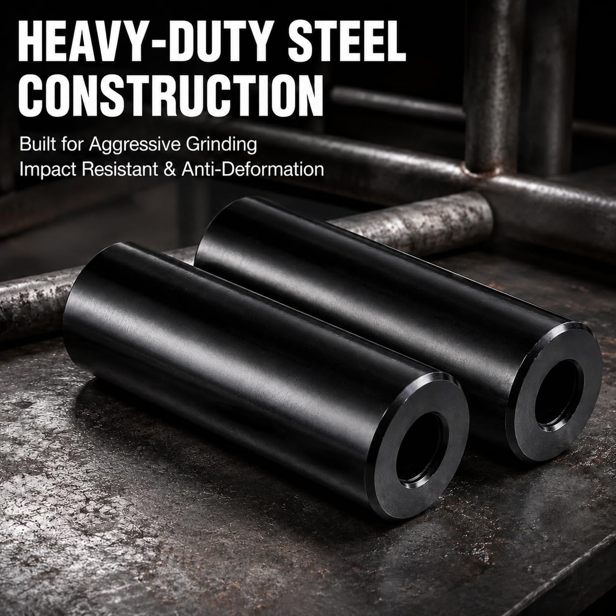 Heavy Duty Steel Stunt Pegs for 14mm & 3/8" (10mm) Axles | 4.3" Length x 1.5" Diameter Bicycle Foot Pegs for Freestyle Grinding, 2 Pack
