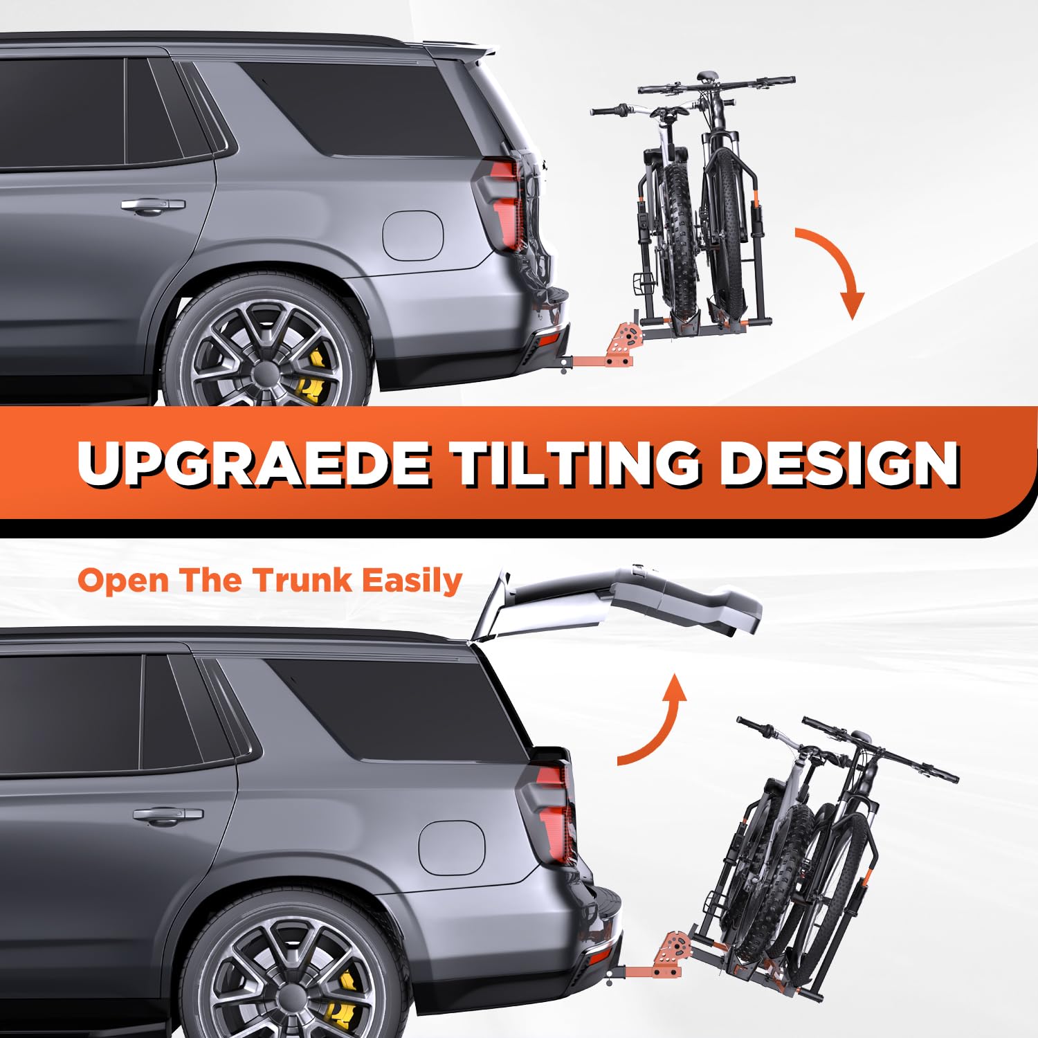 TANX Bike Racks for Ebikes,Fat Tire Bike Rack for Tow Hitch 2-Bike 200 lbs Capacity, Smart Tilting Platform for Standard E-Bikes, Fits 2-Inch Receiver