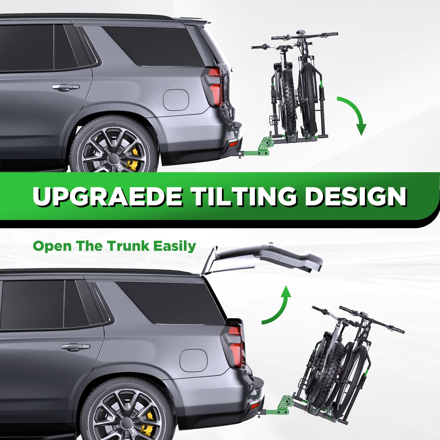 TANX Bike Racks for Ebikes,Fat Tire Bike Rack for Tow Hitch 2-Bike 200 lbs Capacity, Smart Tilting Platform for Standard E-Bikes, Fits 2-Inch Receiver